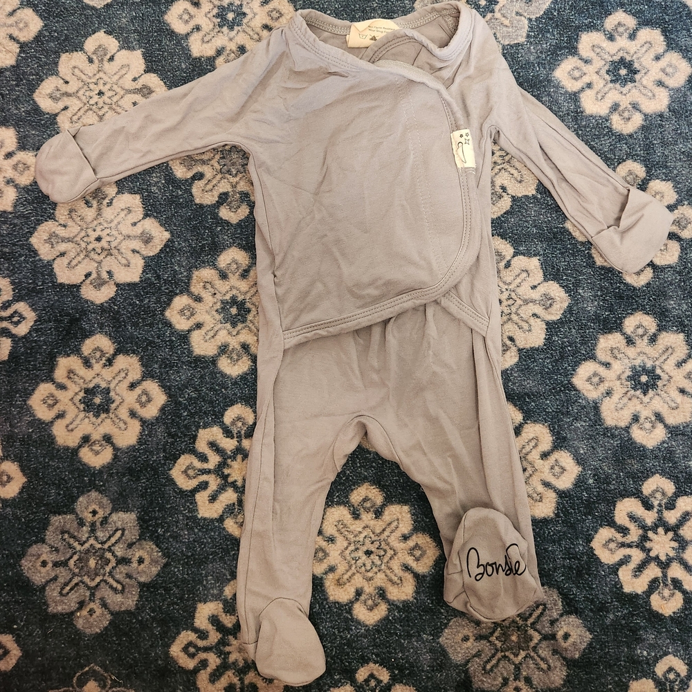 Bonds Grey Wrap-Front Footed One-Piece for Babies